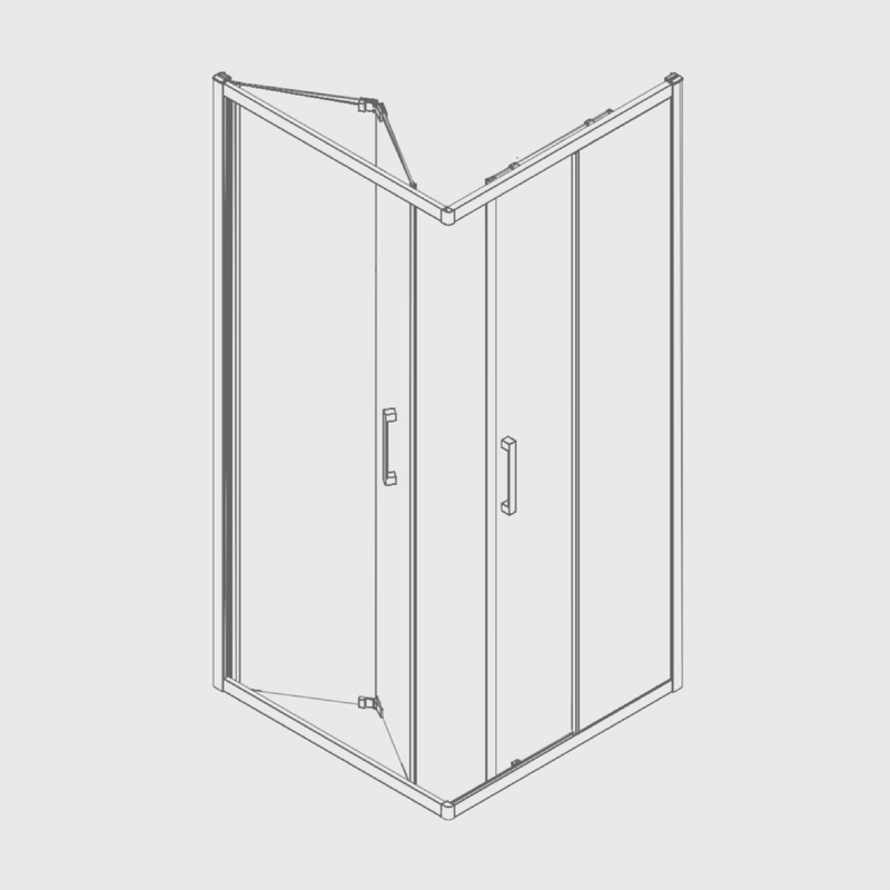 Angular de ducha Puerta Plegable + Puerta Corredera S300 con Cristal serigrafiado