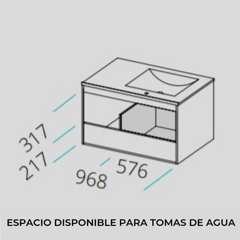 Mueble de Lavabo suspendido TAGUS - 100 cm de ancho - Entorno Bano