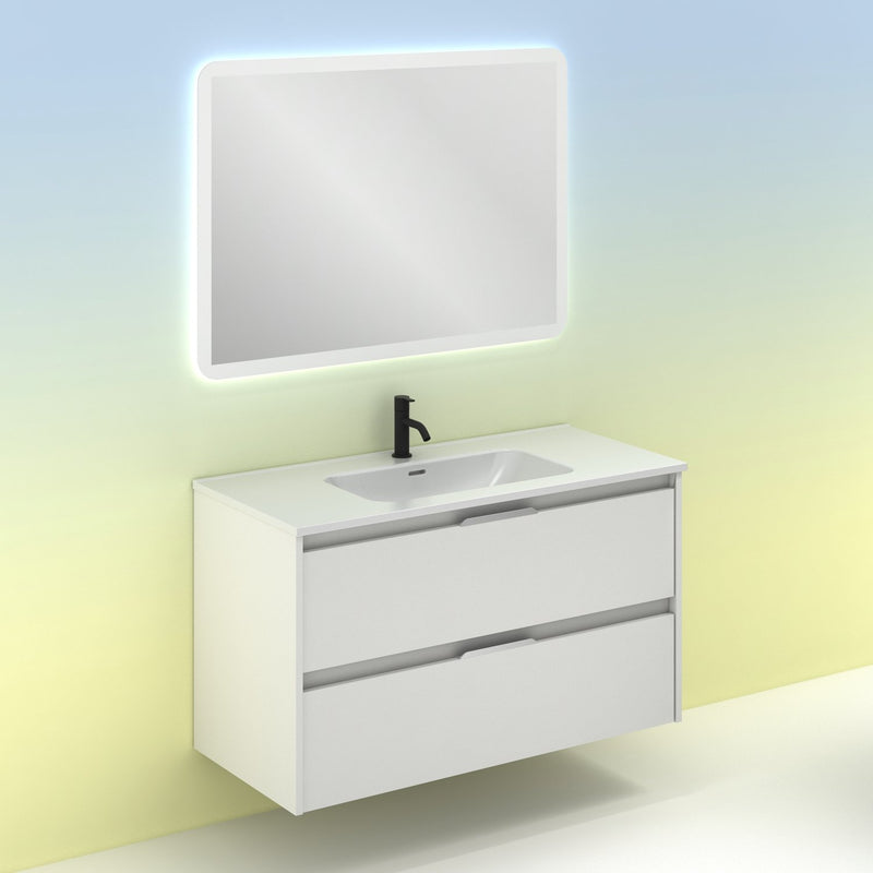 Mueble lavabo SUKI 100 cm. Blanco Brillo 